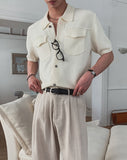 Base Two-Pocket Collared Short Sleeve Knit
