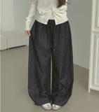 4-season Non-fade Raw Balloon Wide Jogger Banding Pants