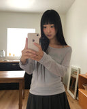 Nini Lettering See-Through Long Sleeve T-Shirt