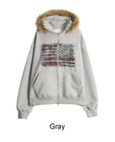 Rain Flag Fur Brushed Hood Zip-Up