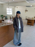 Trad Curved Washed Denim Balloon Wide Pants