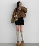 Suede Fleece Crop Jacket Mini Cross Bag Set