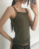 Kiu Slim Fit Rib Lace Sleeveless