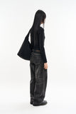Falling low rise wide denim pants