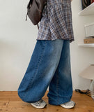 Selgu Washing Denim Wide Pants