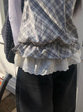Poupo Lace Layered Scrunchie Check Sleeveless