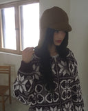 Kumu Nordic Round Collar Two-Way Knit Zip-Up