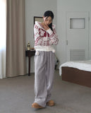 Shuong Rabbit Heart Fur Bells Hood Knit Zip-up