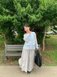 Huo Nylon Balloon Flare Banding Long Skirt