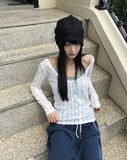 Tida Overfit Punching See-through Long-Sleeve Knit