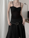 Lay Shirred Mesh Layered Sleeveless