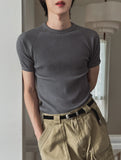 Snug slim ribbed short sleeves