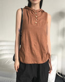 Arrit hippie button side shirring hooded sleeveless
