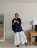 Hondas Nylon Ribbon Tiered Long Skirt