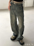 Messy fringe denim