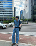 Summer denim half shirt