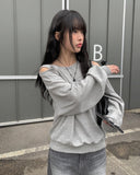 Joying Shoulder Slit Sweatshirt