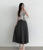 Summer Unbalanced Pintuck A-line Poly Long Skirt