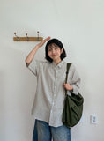 [unisex] Dillon Seersucker Check Over Short Sleeve Shirt