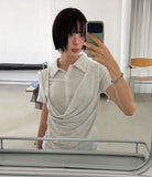 DRAPE LAYERED COLLAR TEE