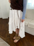 Muhi Unbalance Lace Belt Set Banding Long Skirt