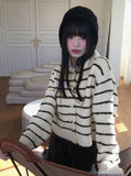 [Wool20] Yats Boucle Stripe Collar Knit Long Sleeve Cardigan