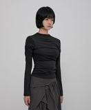 Asymmetrical Draped Mock Neck