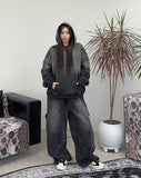 Hollen denim washed over hoodie