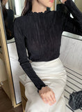 Devin Half-Neck Frill Pleated T-Blouse