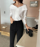 Verna See-Through Big Collar Blouse