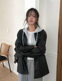 Homin Over Leather Collar Jacket