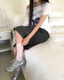 Rune Boatneck One Off-Shoulder Printed Short Sleeve T-Shirt
