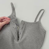 Span Ribbed Button Semi Crop WithCap Sleeveless