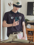 Recl 96 Striped Collared Short Sleeve T-shirt