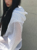 Let's Frill Hood Dot Windbreaker Jacket