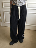 Tachi side track color matching two-way long wide jogger pants