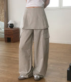 Onpo layered skirt cotton cargo pants