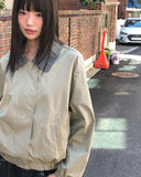 Puzzing Color Matching Check Pattern Collar Cotton Long Sleeve Jacket