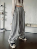 Fire embroidered string training pants