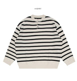 Fuzz Stripe Henley Neck Knit