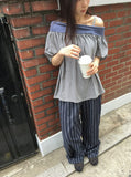[BAONHAUS] Motren Stripe Linen Banding Pants