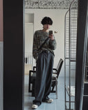 Berry fringe hair loose fit knit tee
