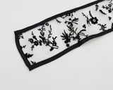 Channing See-Through Flower Embroidery Black Vintage Scarf