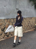 Huo Fake Layered Shirring Hood Zip-Up
