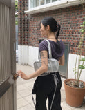 Padded Slav puff sleeve short-sleeved hooded T-shirt