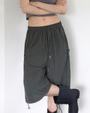 Ct Side Snap Button Nylon Half-Length Bermuda Pants