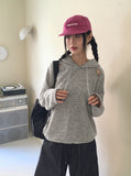 Onbee Shoulder Silt String Boxy Long Sleeve Hoodie
