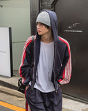 Toys Color Matching Track Line Hood Zip-Up Pants Set