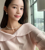 Verna Half Off Shoulder Big Collar Blouse