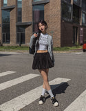 Media lettering cropped short-sleeved